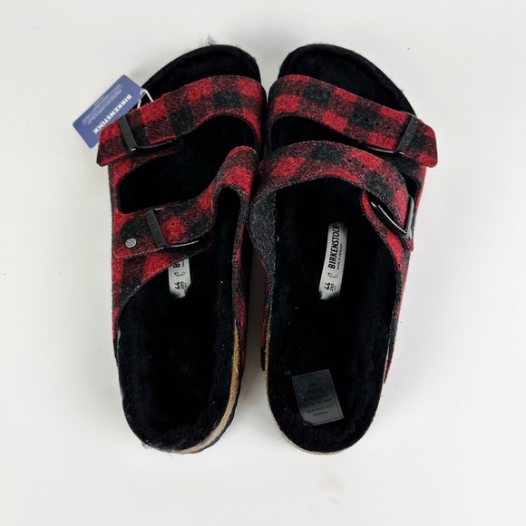 New Birkenstock Arizona Rivet Plaid Red Fur Shearling Sandal Regular Select Size main image 16